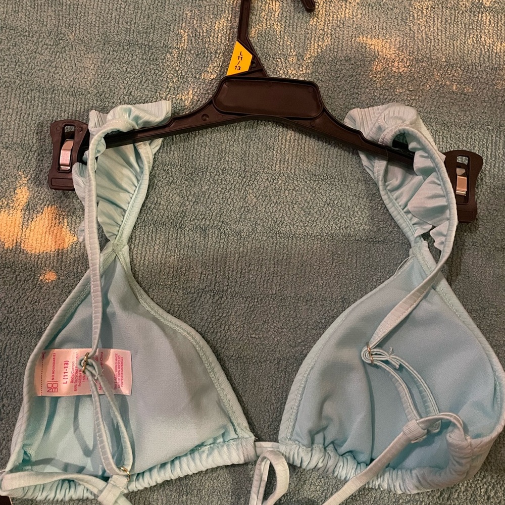 Light Blue Ruffled Bikini Top - Picture 3 of 3